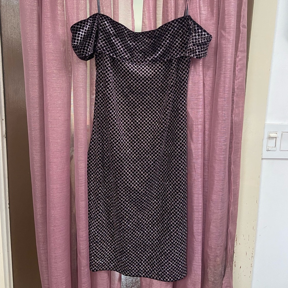 Vintage Y2K Black + Champagne Glitter Dress